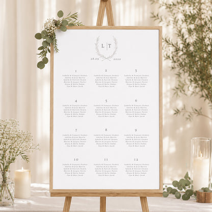 Sitzplan Hochzeit Porträt 60 x 90 cm Kinfolk floral foto N° 1