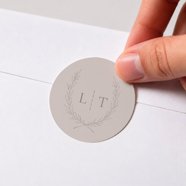 Sticker Hochzeit Rund Kinfolk floral foto