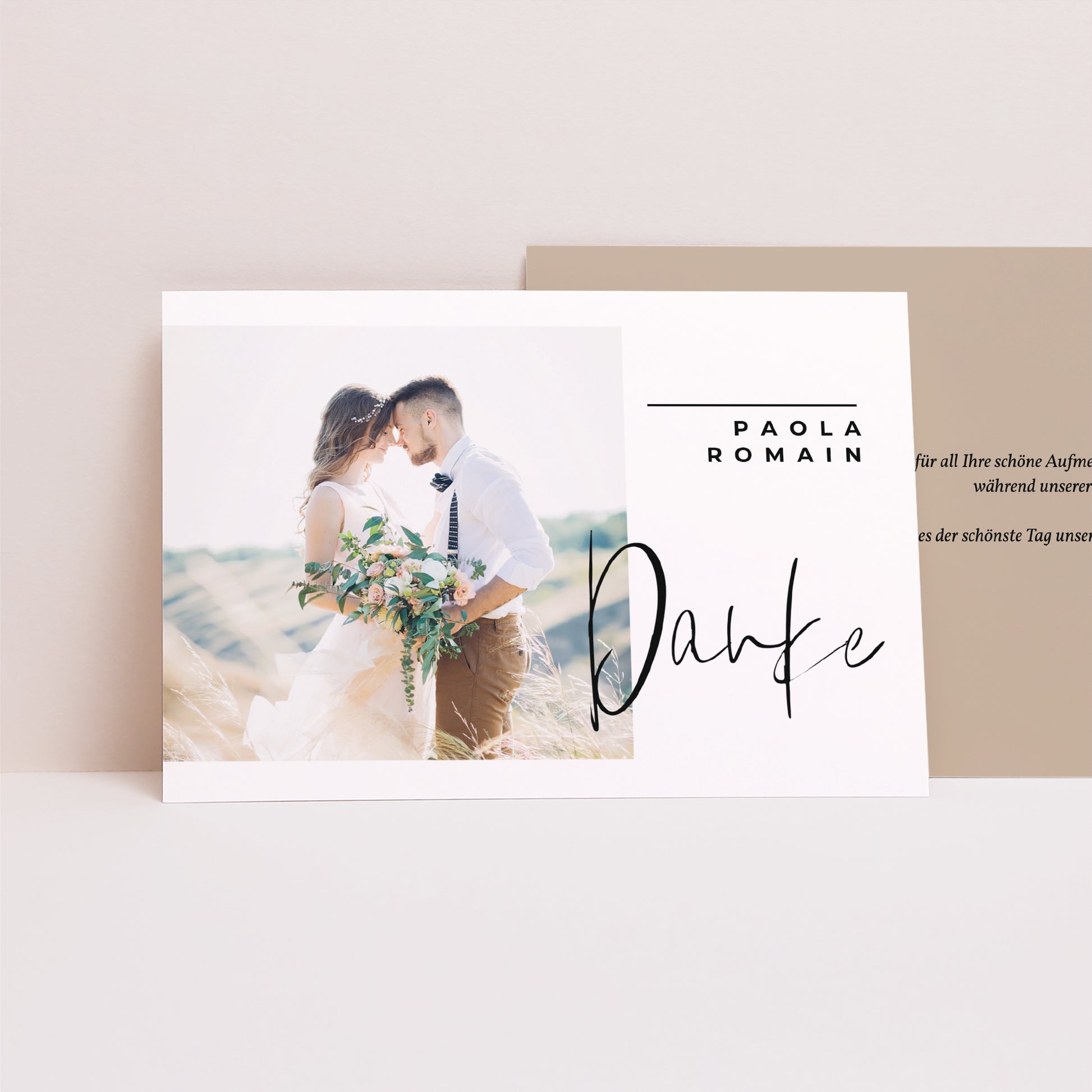 Dankeskarte Hochzeit Landschaft Handschriftliche Typo foto N° 1