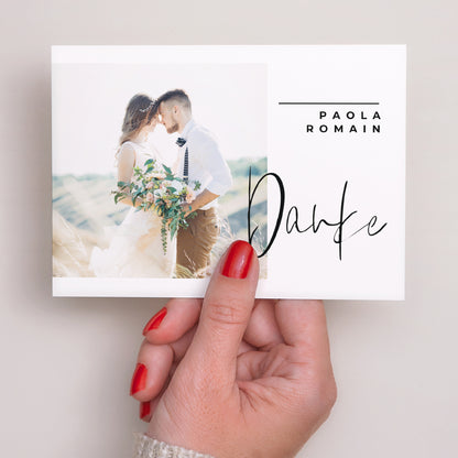 Dankeskarte Hochzeit Landschaft Handschriftliche Typo foto N° 3