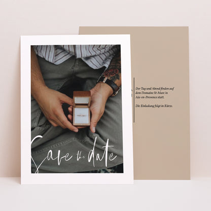 Save the date Karte Hochzeit Porträt Handschriftliche Typo foto N° 1