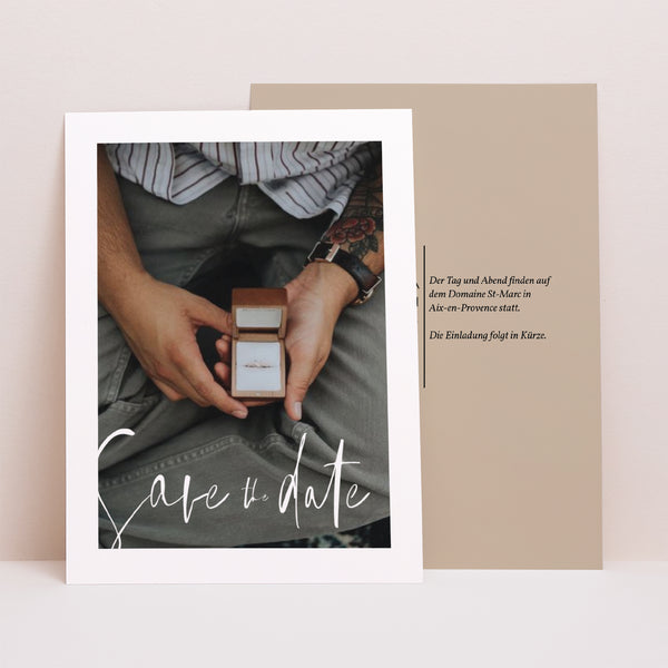 Save the date Karte Hochzeit Porträt Handschriftliche Typo foto