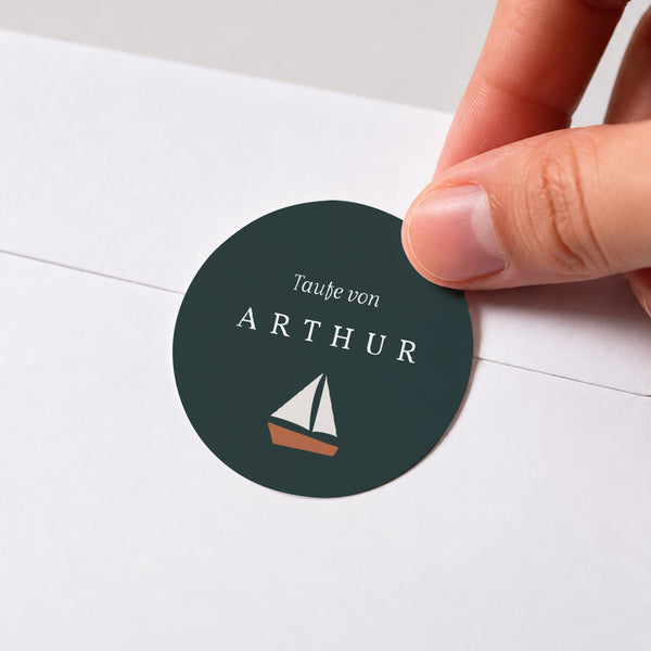 Sticker Taufe Rund Kleines Schiff foto