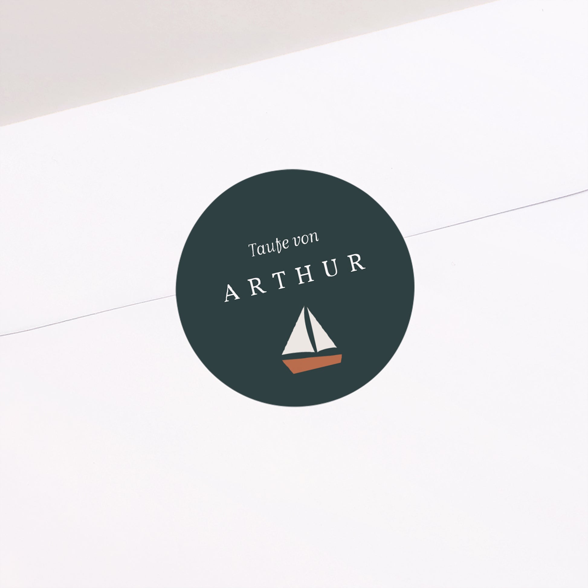 Sticker Taufe Rund Kleines Schiff foto N° 2