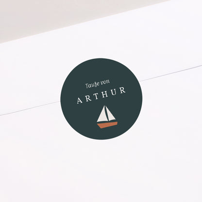 Sticker Taufe Rund Kleines Schiff foto N° 2