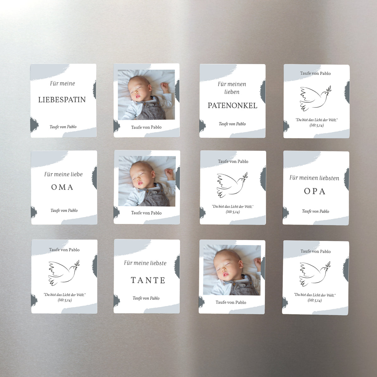 Dankeskarte Taufe Pack mit 12, magnetisch Artsy-Craftsy foto N° 1