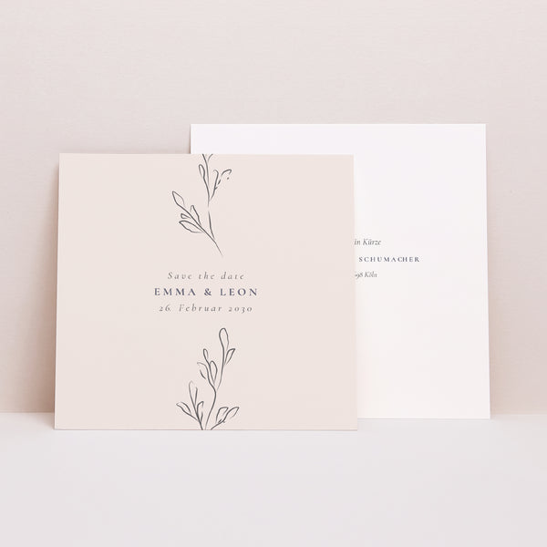 Save the date Karte Hochzeit Quadrat Inspiration Kinfolk foto