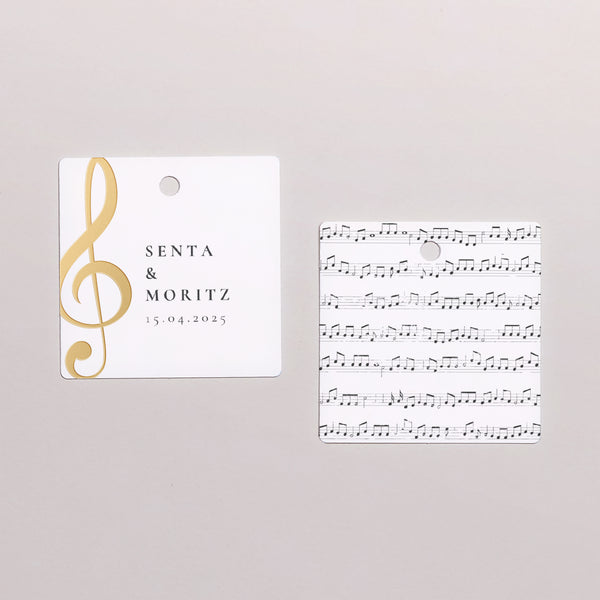 Vorgelochtes Etikett Hochzeit quadratisch Musik foto