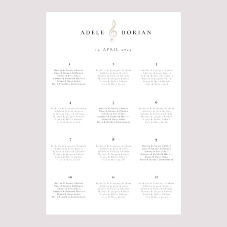 Sitzplan Hochzeit Porträt 60 x 90 cm Musik