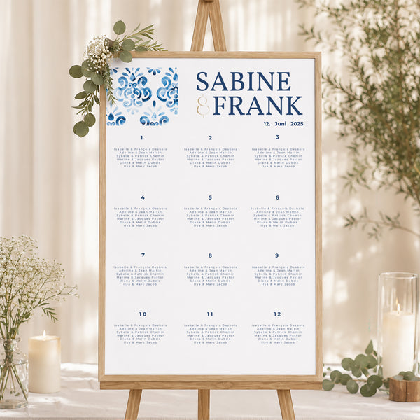 Sitzplan Hochzeit Porträt 60 x 90 cm Azulejos foto