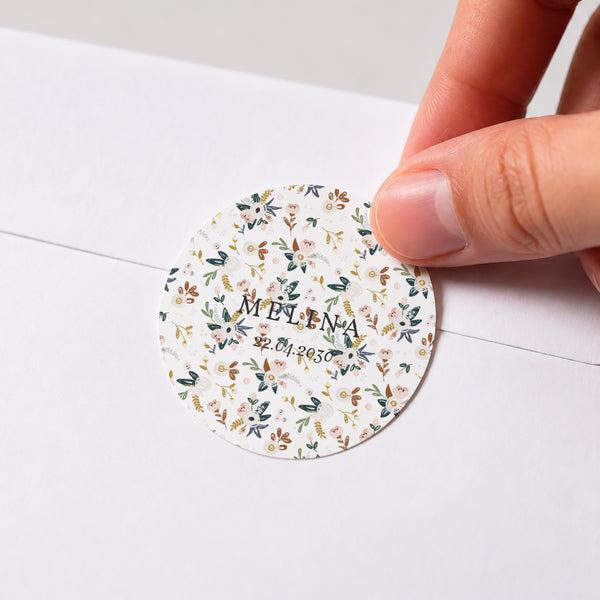 Sticker Geburt Rund Tausend Blumen foto