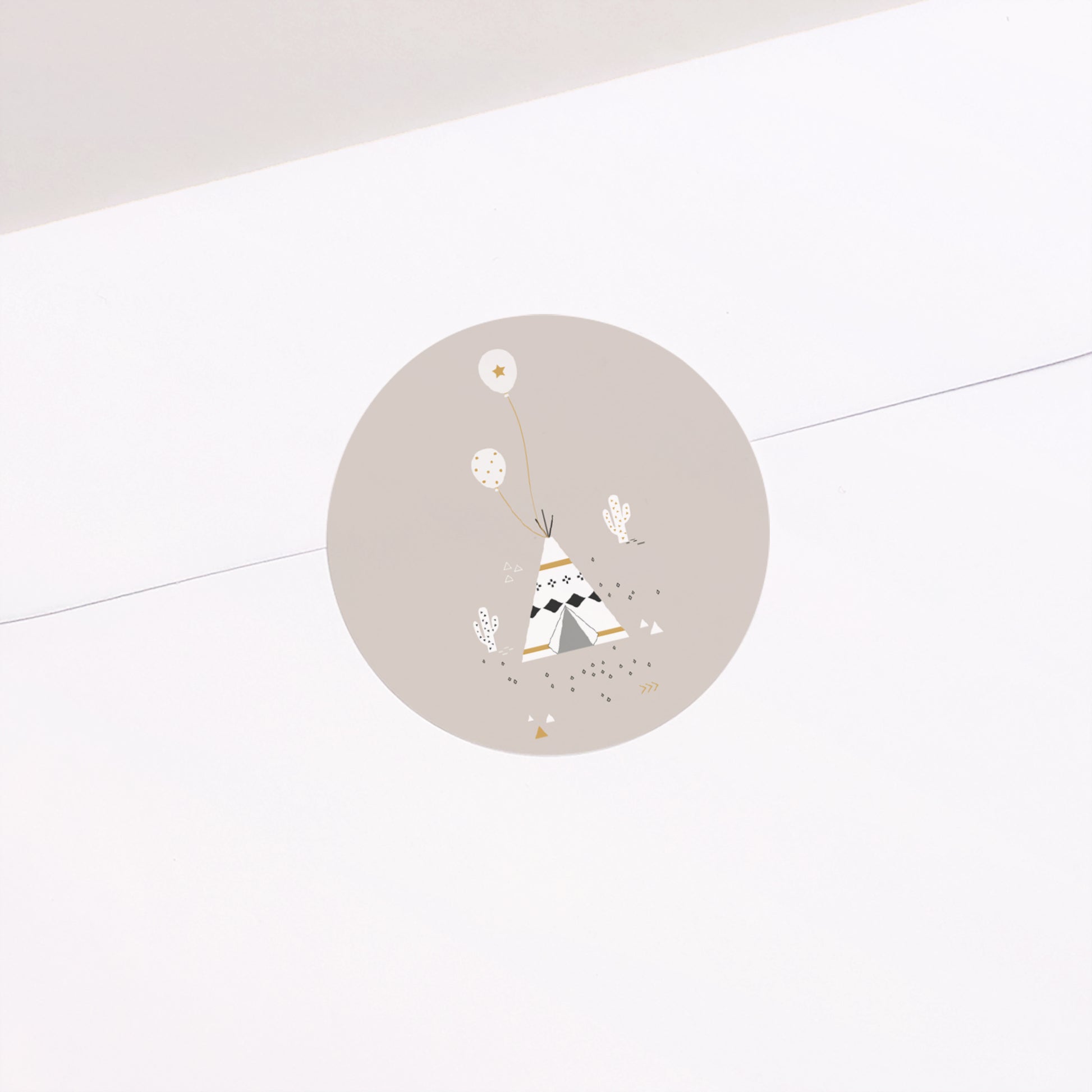 Sticker Geburt Rund Indisches Tipi foto N° 1