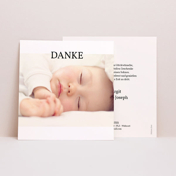 Dankeskarte Geburt Quadrat Exklusiv foto