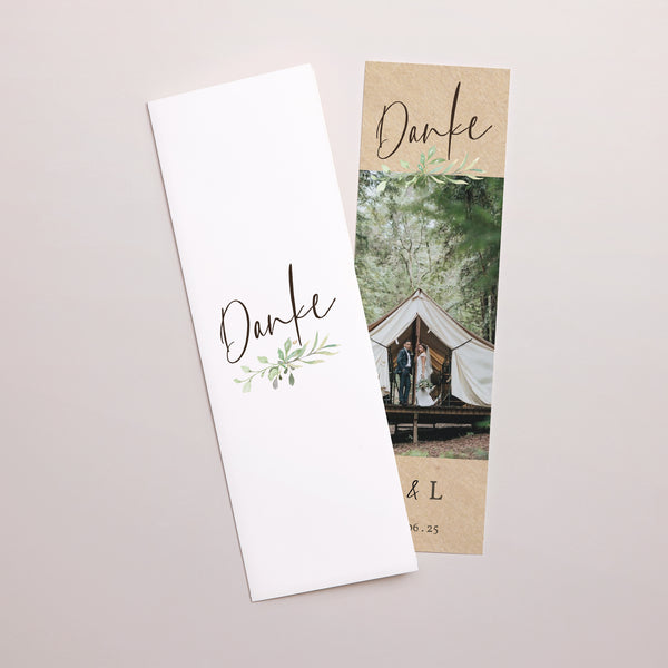 Dankeskarte Hochzeit Fotoautomaten Lesezeichen Rahmen Blätter foto