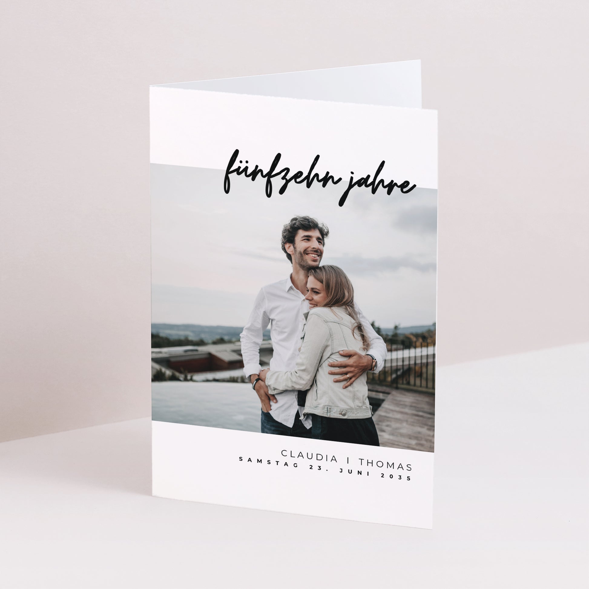 Einladungskarte Hochzeitstag Doppelter Porträtflügel Kristallhochzeit foto N° 1
