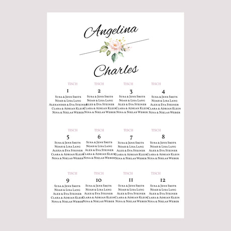 Sitzplan Hochzeit Porträt Romantische Kraft