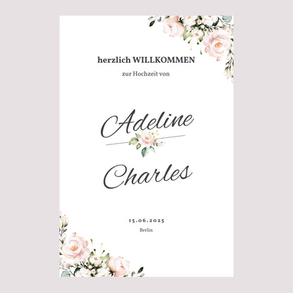 Begrüßungstafel Hochzeit Porträt 60 x 90 cm Romantische Kraft foto N° 2