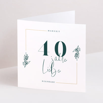 Einladungskarte Hochzeitstag Doppelflügiges Quadrat 40 Jahre Smaragd foto N° 1