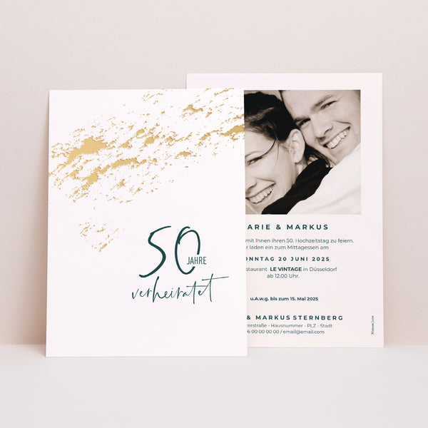 Einladungskarte Hochzeitstag 50 Jahre Liebe foto