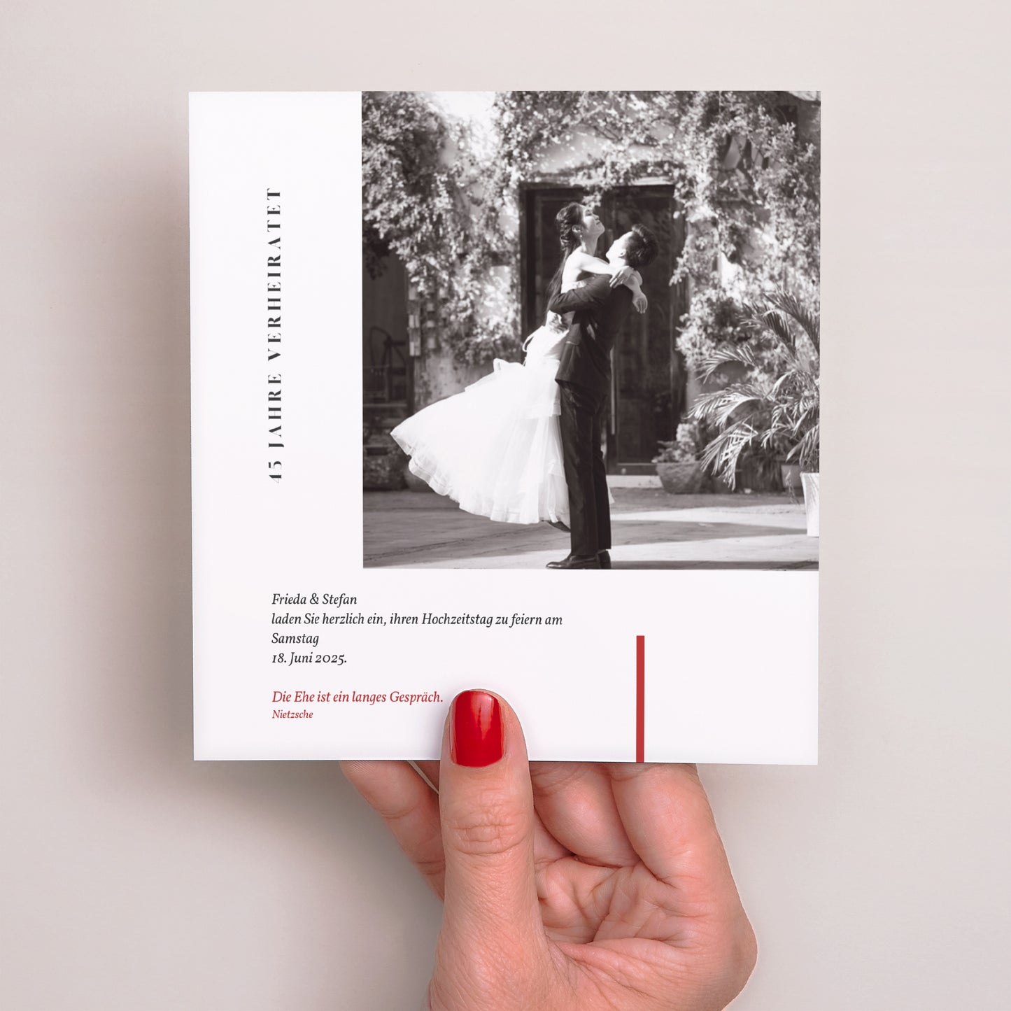 Einladungskarte Hochzeitstag Quadrat Vermeil - 45 Jahre foto N° 2