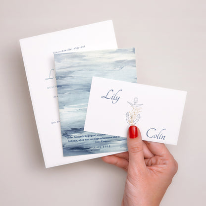 Hochzeitseinladung 3 Karten, Band Côté Mer foto N° 3