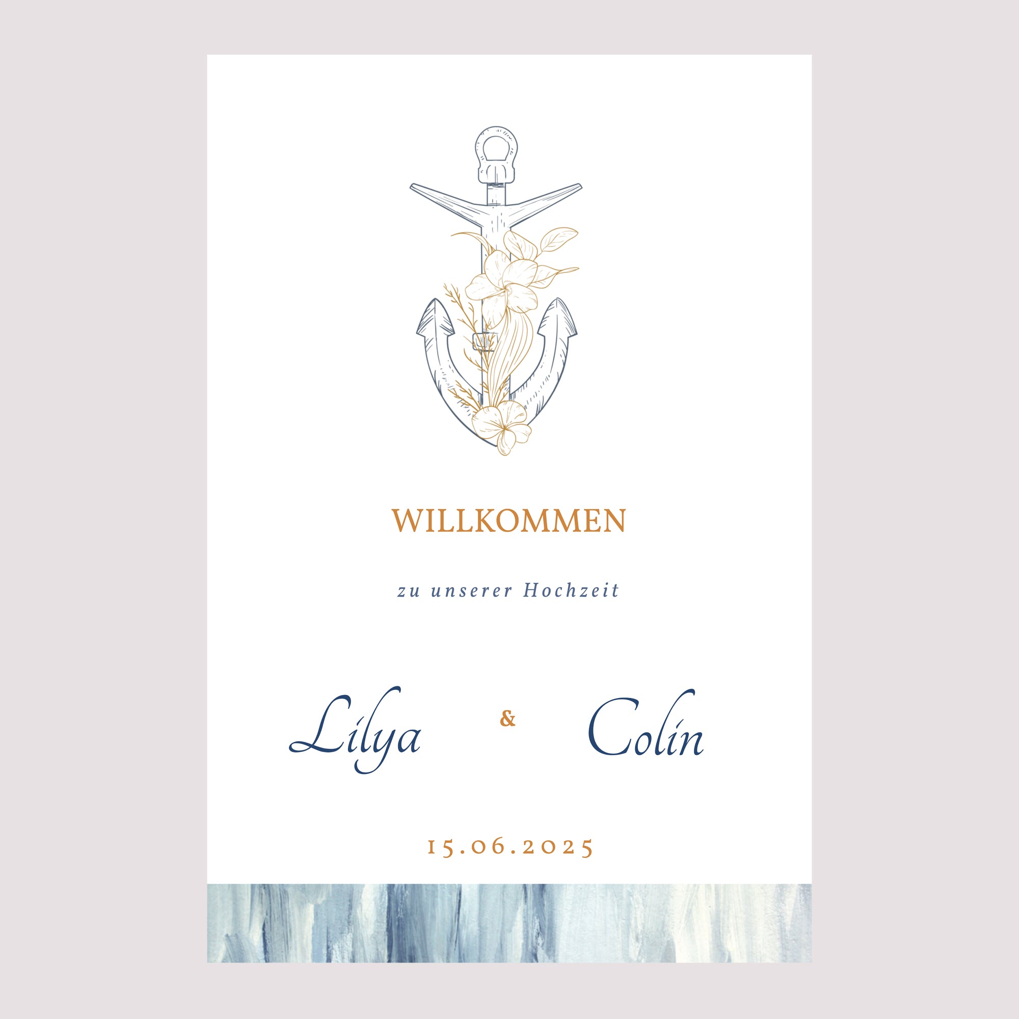 Begrüßungstafel Hochzeit Porträt 60 x 90 cm Côté Mer foto N° 2