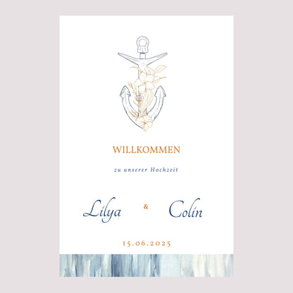 Begrüßungstafel Hochzeit Porträt 60 x 90 cm Côté Mer foto N° 2