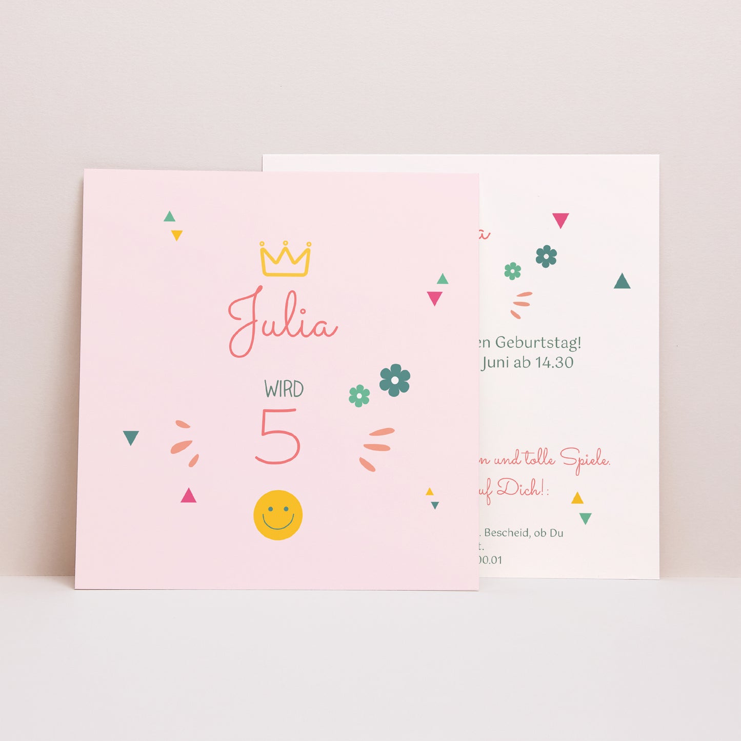 Einladungskarte Kindergeburtstag Quadrat Prinzessin Girly foto N° 1