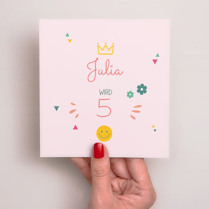 Einladungskarte Kindergeburtstag Quadrat Prinzessin Girly foto N° 2