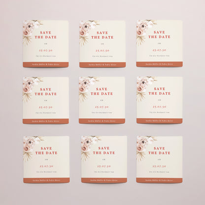 Save the date Karte Hochzeit Satz von 9, magnetisch. Böhmisches Quadrat foto N° 3