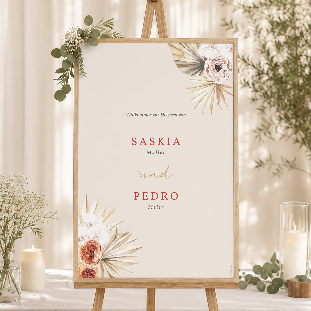 Begrüßungstafel Hochzeit Porträt 60 x 90 cm Böhmisches Quadrat foto N° 1