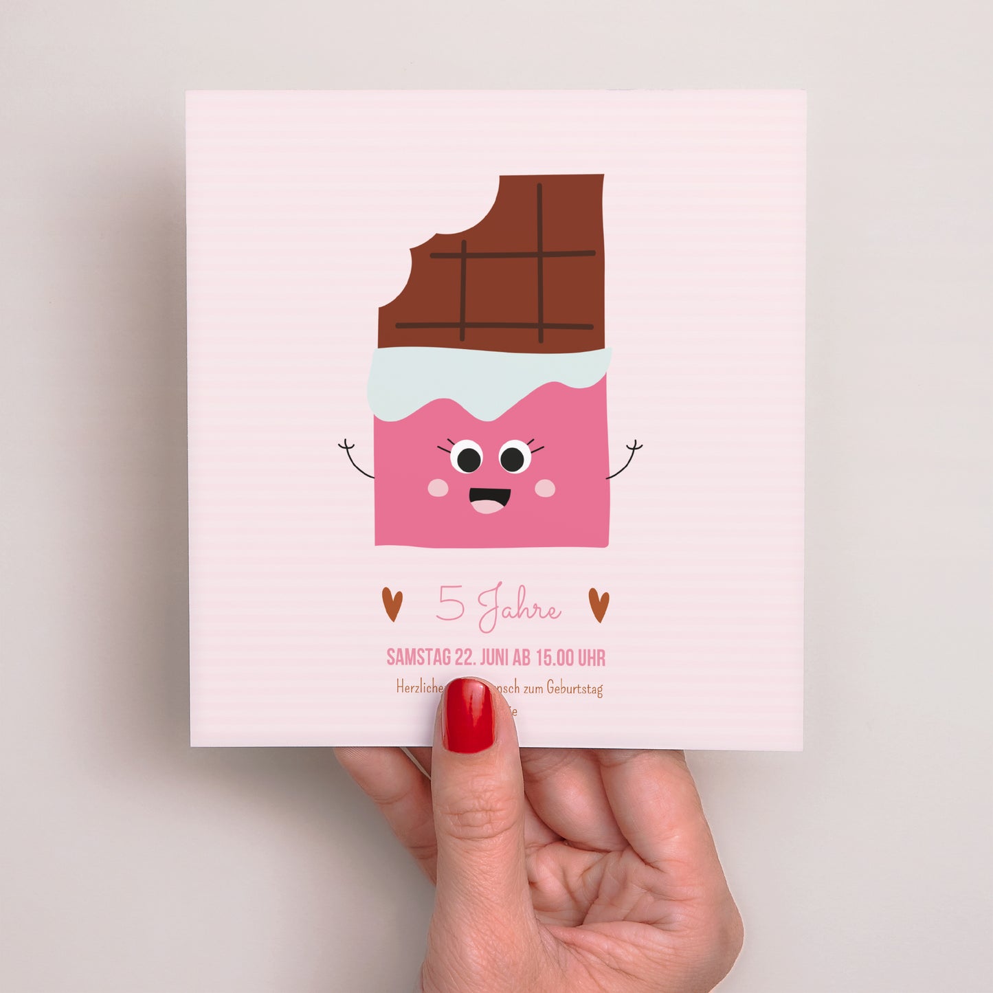 Einladungskarte Kindergeburtstag Quadrat Schoko! foto N° 2
