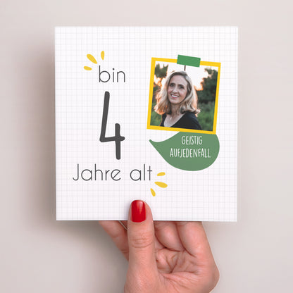 Einladungskarte Geburtstag Quadrat Ich bin vier Jahre alt foto N° 2