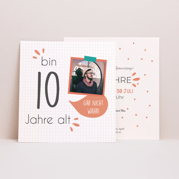 Einladungskarte Geburtstag Quadrat Ich bin 10 Jahre alt foto
