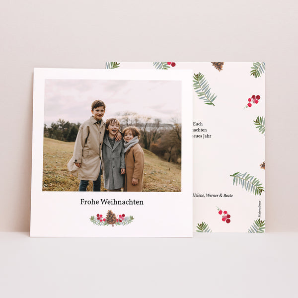 Weihnachtskarte Weihnachten Quadrat Retro-Foto von einer Tannenzapfen foto