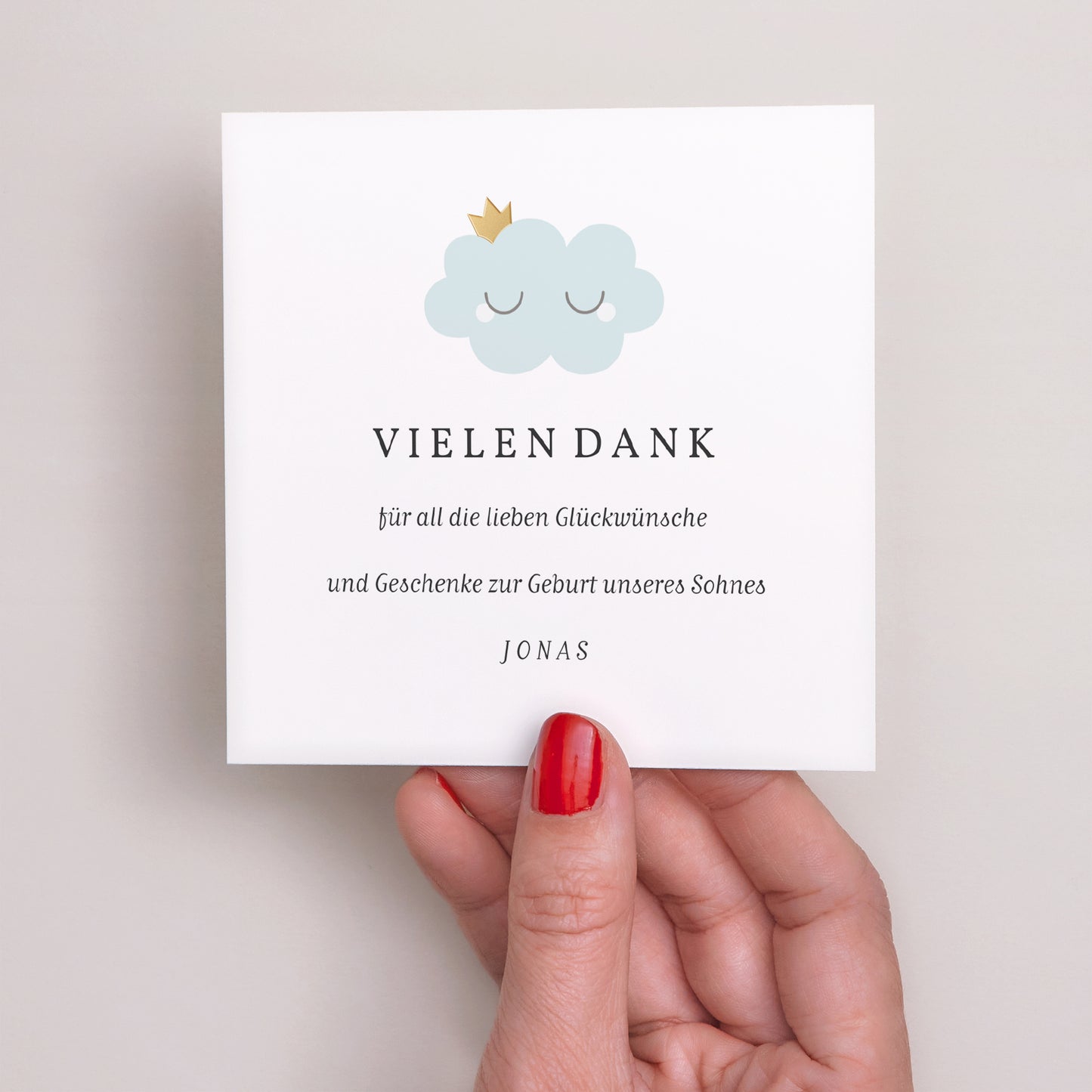 Dankeskarte Geburt Quadrat Little cloud blue foto N° 2