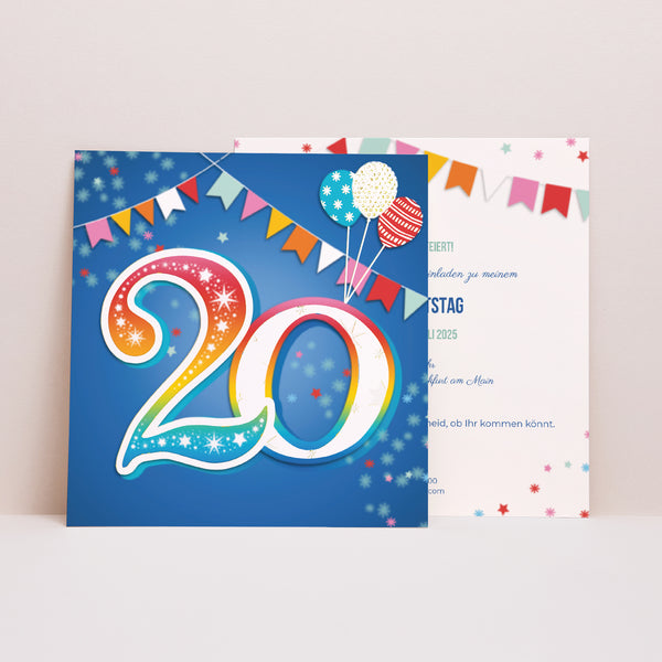 Einladungskarte Geburtstag Quadrat Collage 20 Jahre foto