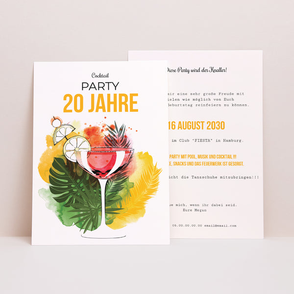 Einladungskarte Geburtstag Cocktail 20 foto