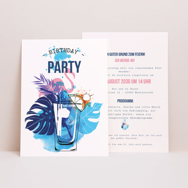Einladungskarte Geburtstag Cocktail 40 foto