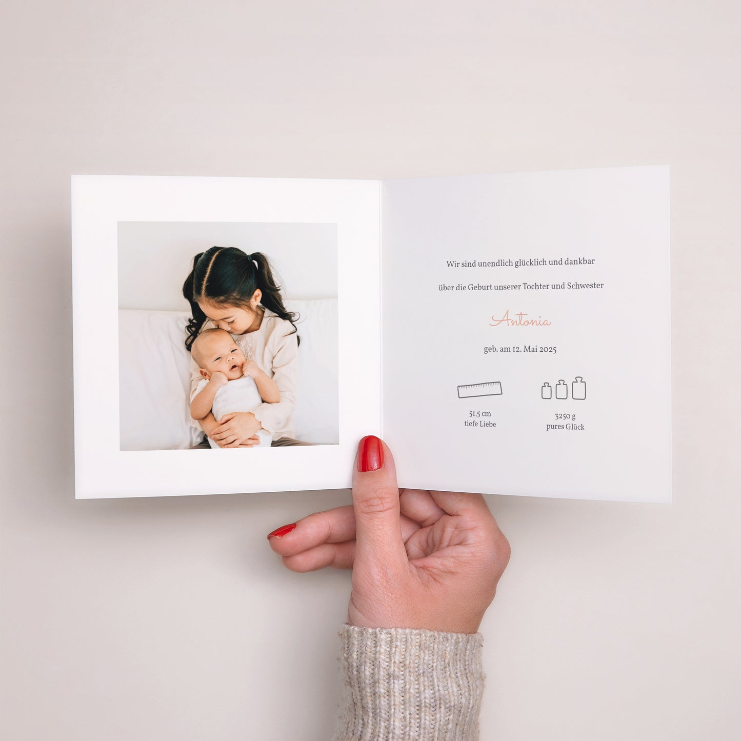 Geburtskarten Doppelflügiges Quadrat Belles Empreintes, Vergoldung foto N° 2
