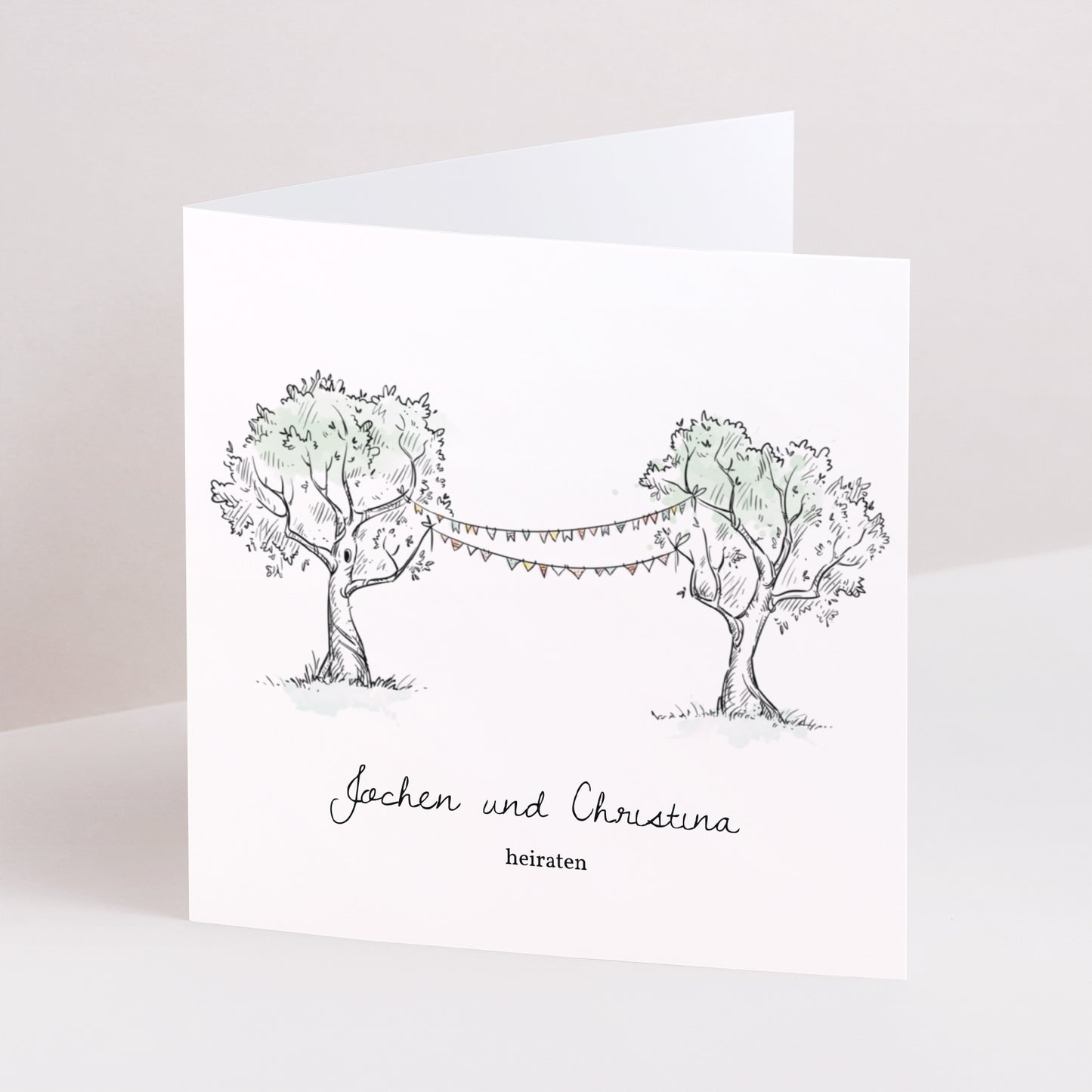Hochzeitseinladung Doppelflügiges Quadrat Guinguette arborée foto N° 1