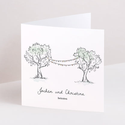 Hochzeitseinladung Doppelflügiges Quadrat Guinguette arborée foto N° 1