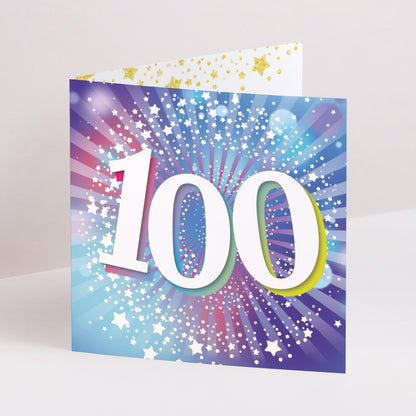 Einladungskarte Geburtstag Doppelflügiges Quadrat 100 Jahre, Festlich, Lack foto N° 1