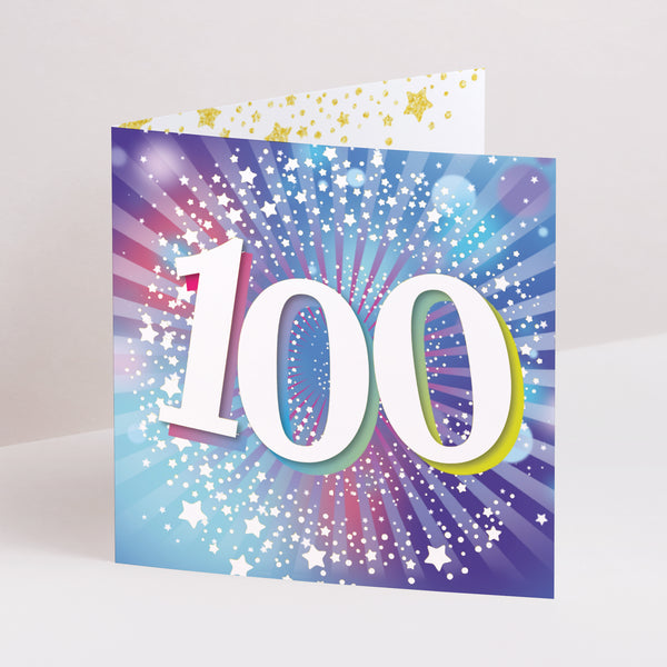 Einladungskarte Geburtstag Doppelflügiges Quadrat 100 Jahre, Festlich, Lack foto