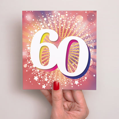 Einladungskarte Geburtstag Quadrat 60 Jahre alt, Festlich, Lack foto N° 2