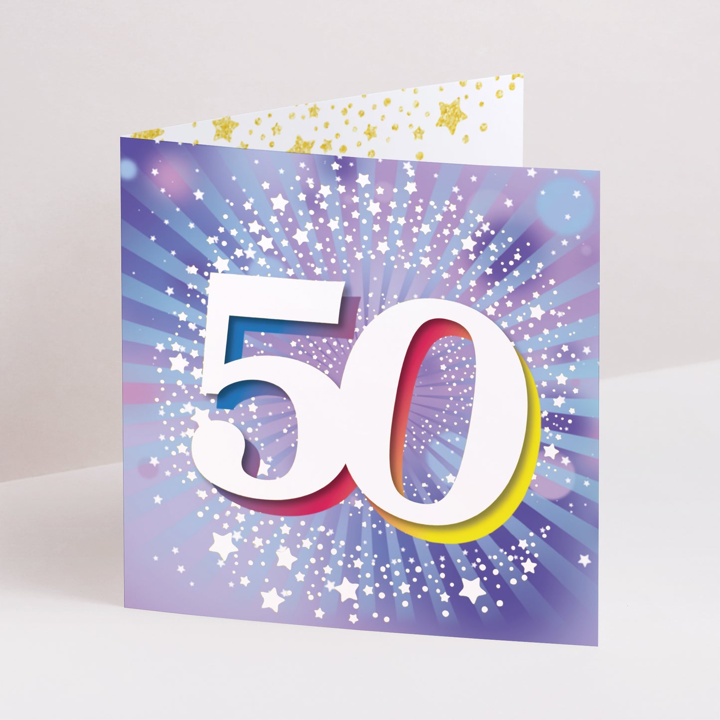 Einladungskarte Geburtstag Doppelflügiges Quadrat 50 Jahre, Festlich, Lack foto N° 1
