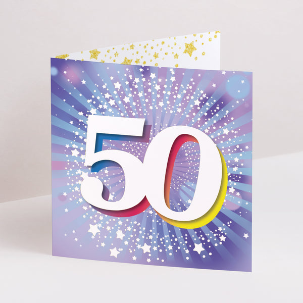 Einladungskarte Geburtstag Doppelflügiges Quadrat 50 Jahre, Festlich, Lack foto