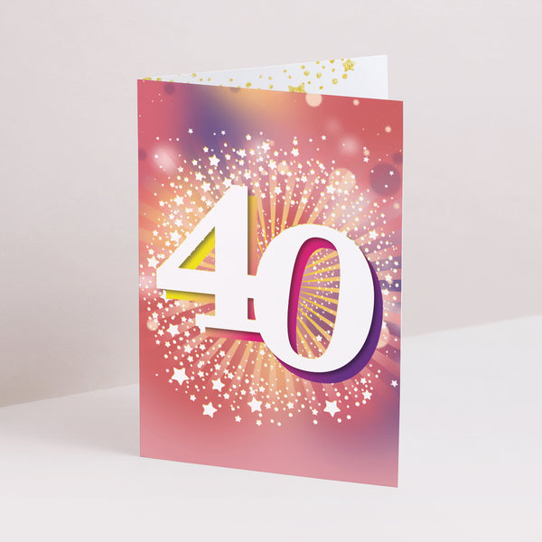 Einladungskarte Geburtstag Doppelter Porträtflügel 40 Jahre alt, Festlich, Lack foto