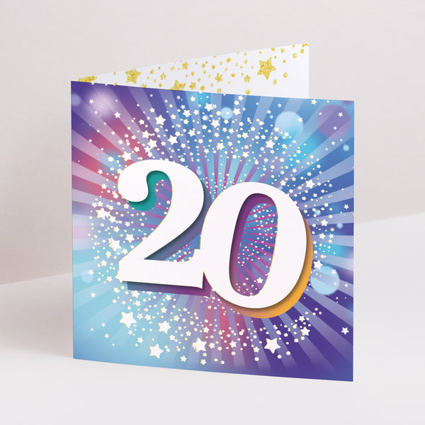 Einladungskarte Geburtstag Doppelflügiges Quadrat 20 Jahre, Festlich, Lack foto