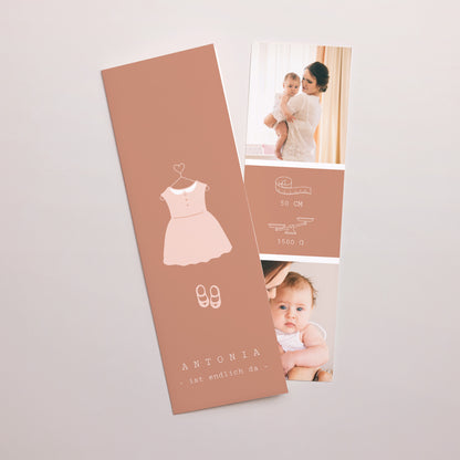 Geburtskarte Fotoautomaten Lesezeichen Rosa Kleid, Fotos, Lesezeichen foto N° 1